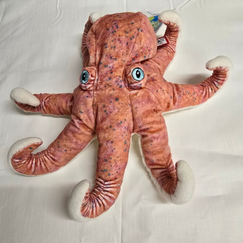 Douglas Tide the Pink Octopus Plush Toy Orange Pink Green Friends Eco Soft
